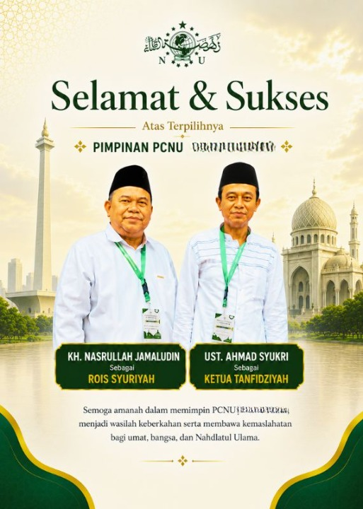 PCNU  Pengurus Cabang Kabupaten Pasuruan Rois Syuriyah KH Nasrullah Jamaludin dan Ketua Tanfidziyah Ust Ahmad Syukri